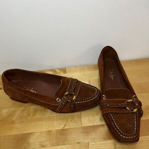 Cole Haan suede Loafers Brown flats Size 7.5 B Made In Italy Preppy slide on